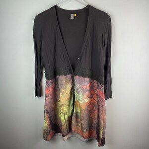 Anthropologie Knitted & Knotted Foliage Empire Waist Cardigan Size L
